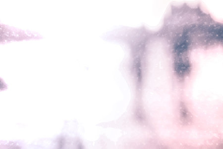 Winter city commuters with snow. Blurred image of people walking on the street. Defocused figures of...
