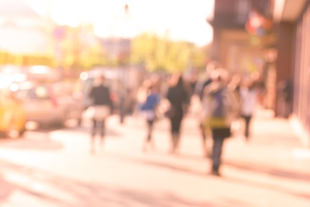 City commuters at sunset. Blurred background image for business, modile apps, and other uses.の写真素材