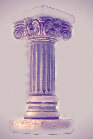 Ionic column on white background. Vintage painting, background illustration, beautiful picture, adstract textureの写真素材