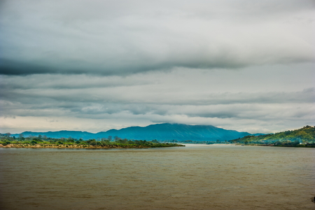 View of The Mae khong river in Chiangsaen, Chiangrai in Thailandの写真素材