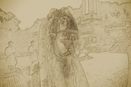 Tomb of Khai Dinh emperor in Hue, Vietnam.の写真素材