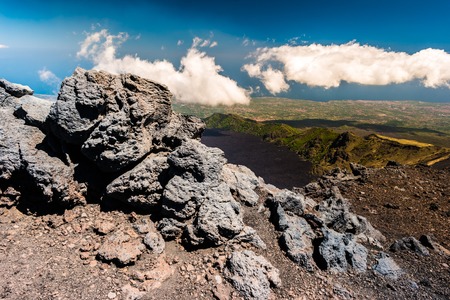 Landscape of Etna volcano, Sicily, Italy. Deserted martian-like surface. Beautiful Travel photography.の写真素材