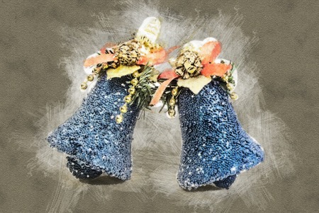 christmas bells on white. Holiday illustration, modern painting style textureの写真素材