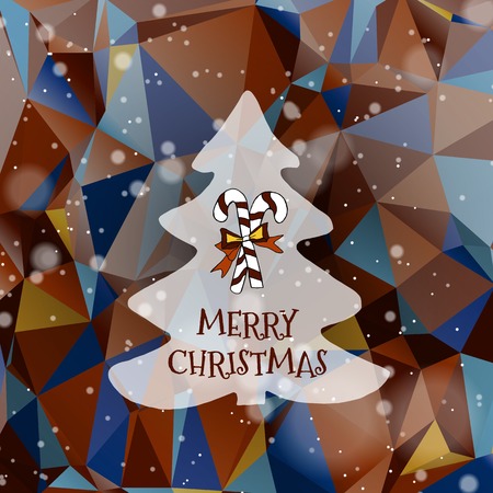 Flat christmas tree icon with triangles. Christmas background. Texture for New Year holidays and Christmas. Colorful background with simple stylized christmas tree.のイラスト素材