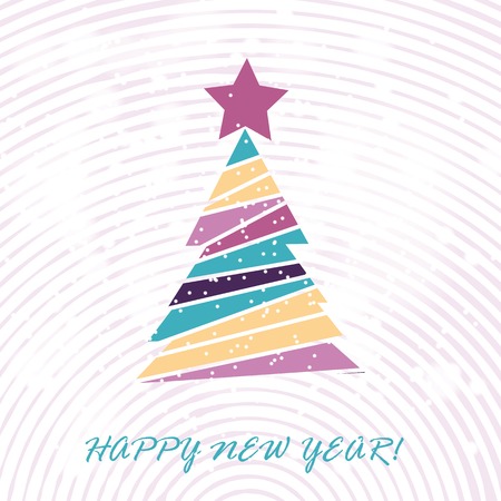 Flat christmas tree icon with triangles. Christmas background. Texture for New Year holidays and Christmas. Colorful background with simple stylized christmas tree.のイラスト素材