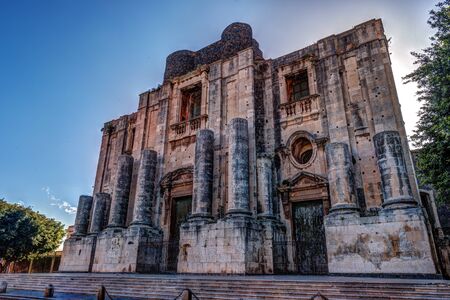 The Church of San Nicolo, Chiesa di San Nicolo l'Arena, Catania, Sicily, ITALYの写真素材