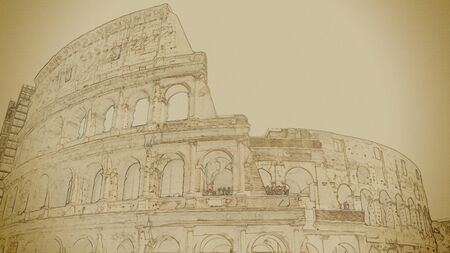 Colosseum, Coliseum in Rome, Italy. Modern painting, background illustration, beautiful picture creative imageの写真素材