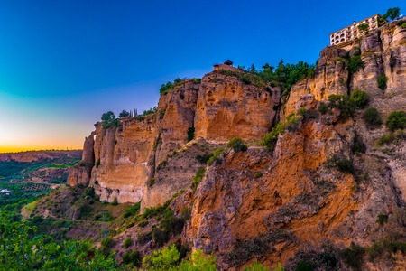 Ronda, Spain at the Puente Nuevo Bridge over the Tajo Gorge.の写真素材