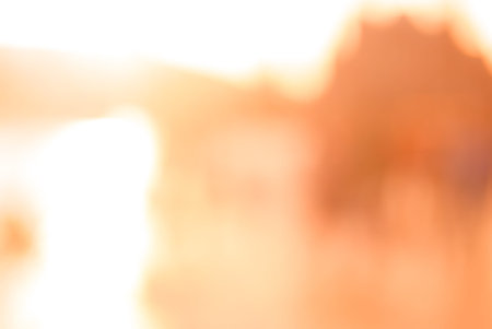 City commuters. High key blurred image of workers going back home after work. Unrecognizable faces, bleached effect.の写真素材