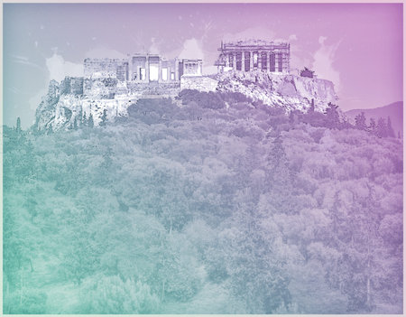 Parthenon and Herodium construction in Acropolis Hill in Athens
