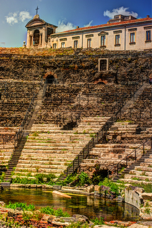 Ancient Roman theater in Cataniaの写真素材