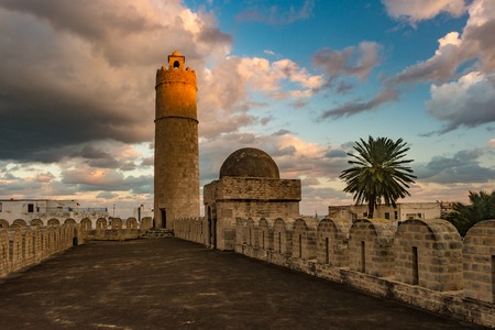 View from the walls of the fortress of Ribat of Sousse in Tunisia.の写真素材