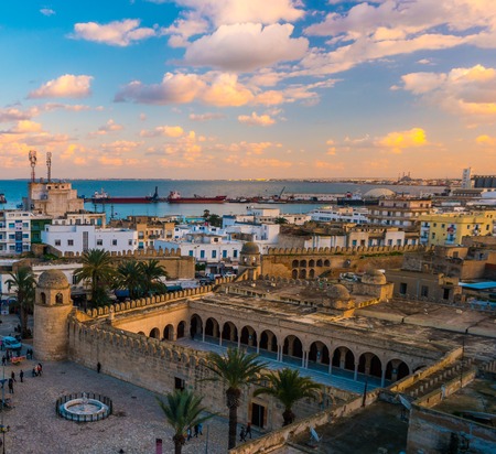 Beautiful sunset in Sousse, Tunisia.の写真素材