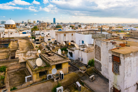 Skyline of Tunis at dawn.の写真素材