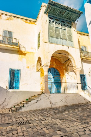 Sidi Bou Said, famouse village with traditional tunisian architecture.の写真素材