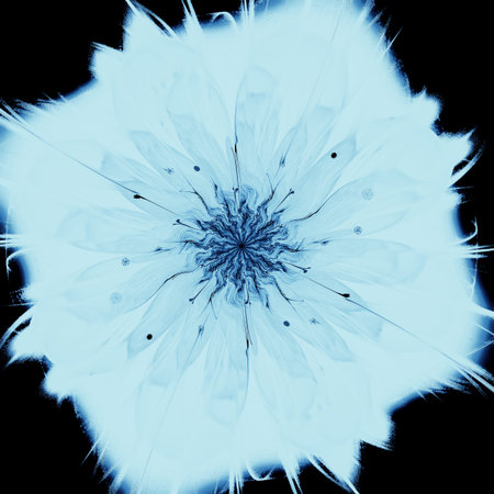 Beautiful blue background with abstract flower or snowflake.の写真素材