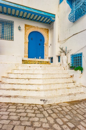 Sidi Bou Said, famouse village with traditional tunisian architecture.の写真素材