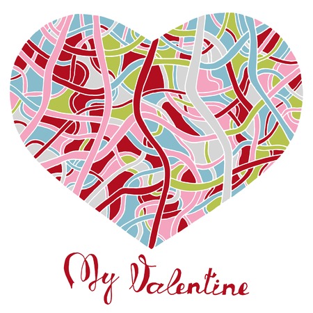 Hand drawn heart with colorful patternのイラスト素材