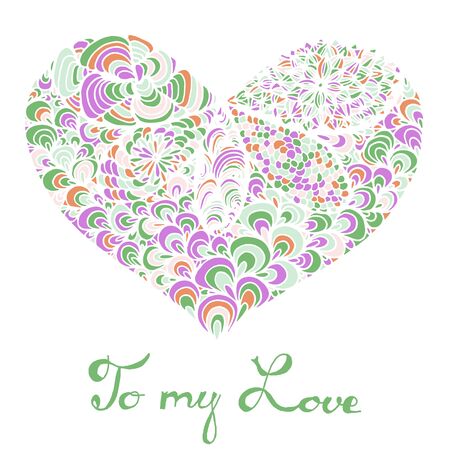 Hand drawn heart with colorful patternのイラスト素材