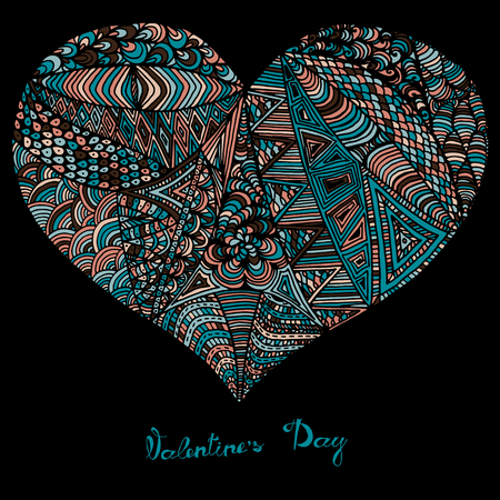 Hand drawn heart with colorful patternのイラスト素材