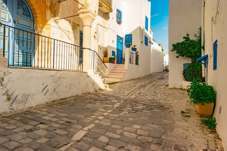 Sidi Bou Said, famouse village with traditional tunisian architecture.の写真素材