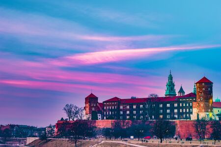 Royal castle of the Polish kings on the Wawel hillの写真素材