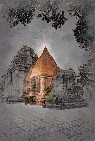 The towers of Po Nagar near Nha Trang in Vietnamの写真素材