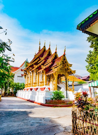 Buddhist temple Chiang Mai, Thailandの写真素材