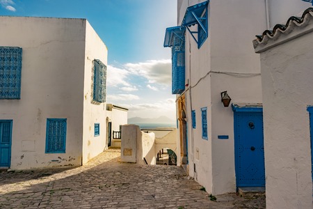 Sidi Bou Said, famouse village with traditional tunisian architecture.の写真素材