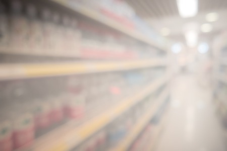 Abstract supermarket grocery store blurred defocusedの写真素材