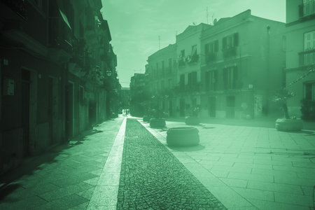 Street with colourful houses in Cagliari. Colorful image of Sardinia