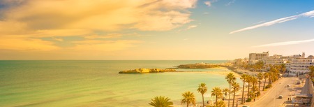 Monastir in Tunisia is an ancient city and popular tourist destination with a beach on the Mediterranean Sea.の写真素材