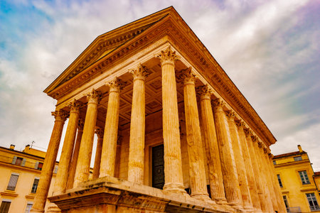 Maison Carree in Nimes. Nimes in Occitanie, France