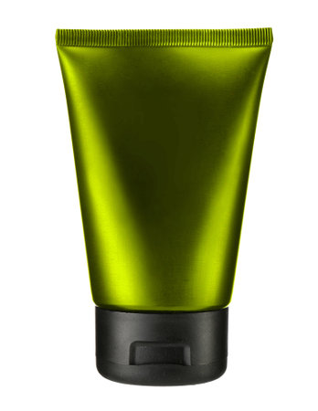 Virid cosmetic tube - studio photography of green plastic tube for cream - isolated on white backgroundの写真素材