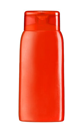 Plastic lotion bottle - studio photography of plastic bottle for shampoo - isolated on white backgroundの写真素材