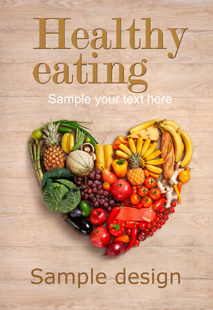 Heart symbol. Fruits diet concept. Healthy eating conceptの写真素材