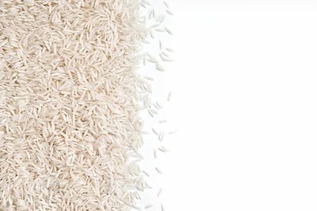White rice  on white backgroundの写真素材