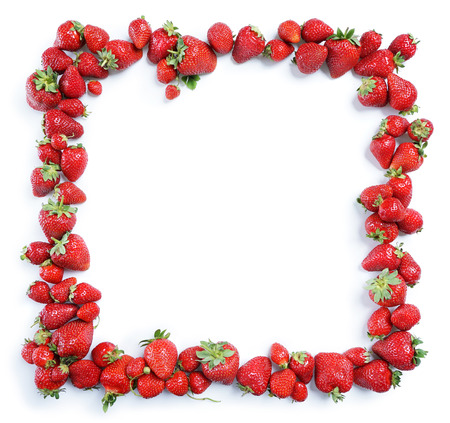 Fram from strawberry isolated on white background. Copy space. Top view, High resolution product.の写真素材