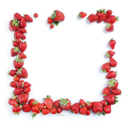Fram from strawberry isolated on white background. Copy space. Top view, High resolution product.の写真素材