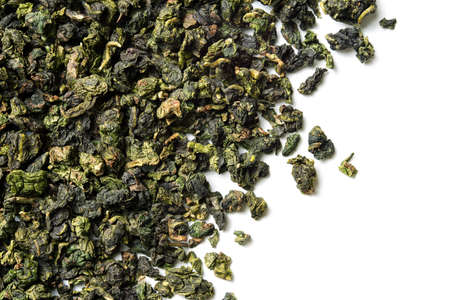 Oolong tea on white background. top view. close up. high resolutionの写真素材