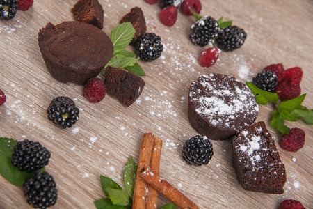 composition of cakes with fresh berriesの写真素材