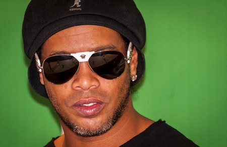 TEL AVIV, ISRAEL. April 24, 2018. Ronaldo de Assis Moreira (Ronaldinho), a Brazilian former professional footballer and ambassador for Spanish club Barcelona during his visit to Tel Aviv, Israel.のeditorial素材