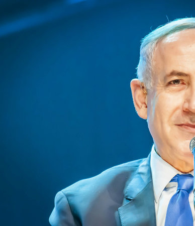 JERUSALEM, ISRAEL. June 14, 2016. Prime minister of Israel Benjamin Netanyahu giving an address at...
