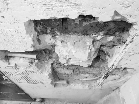 brick wall and propylene pipe - plumbing in the bathroomの写真素材