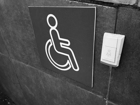Disabled ramp - button or call for helpの写真素材