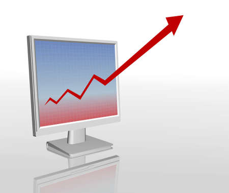 isolated screen monitor with a profit curveの写真素材