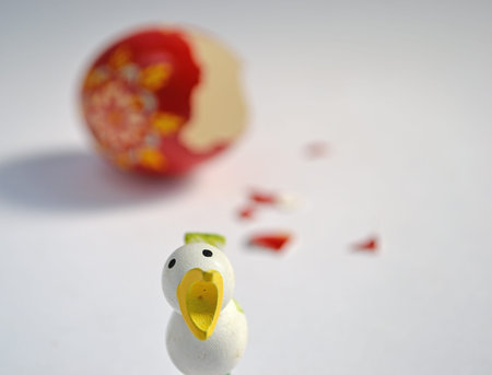 detailed view at hatched easter chickenの写真素材