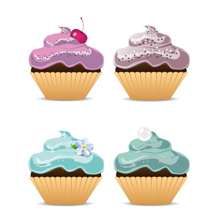 4 different cupcakes のイラスト素材