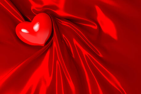 Heart on a red cloth on Valentineの写真素材