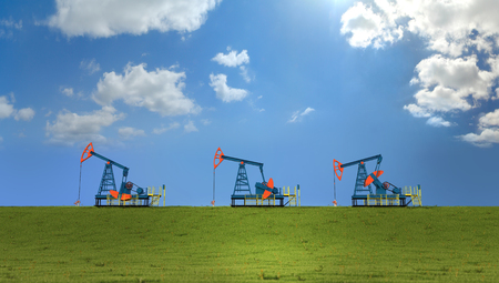 3 of the machine in producing oil field in the skyの写真素材
